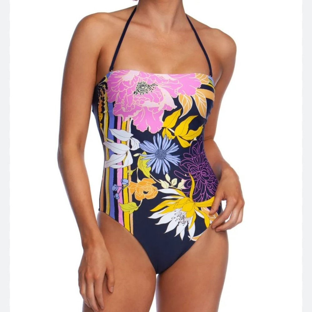 Trina Turk Floral One Piece Swimsuit - Navy, Pink, Yellow